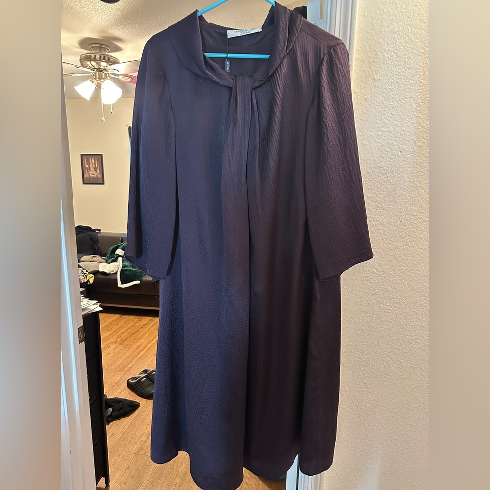 NWT Marina Rinaldi 100% silk “Imposta” dress in deep purple